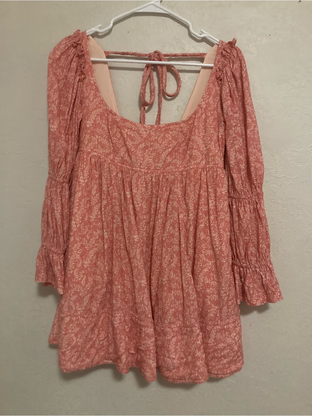 Pilcro /Anthropologie Coral Pink Floral Square-Neck dress